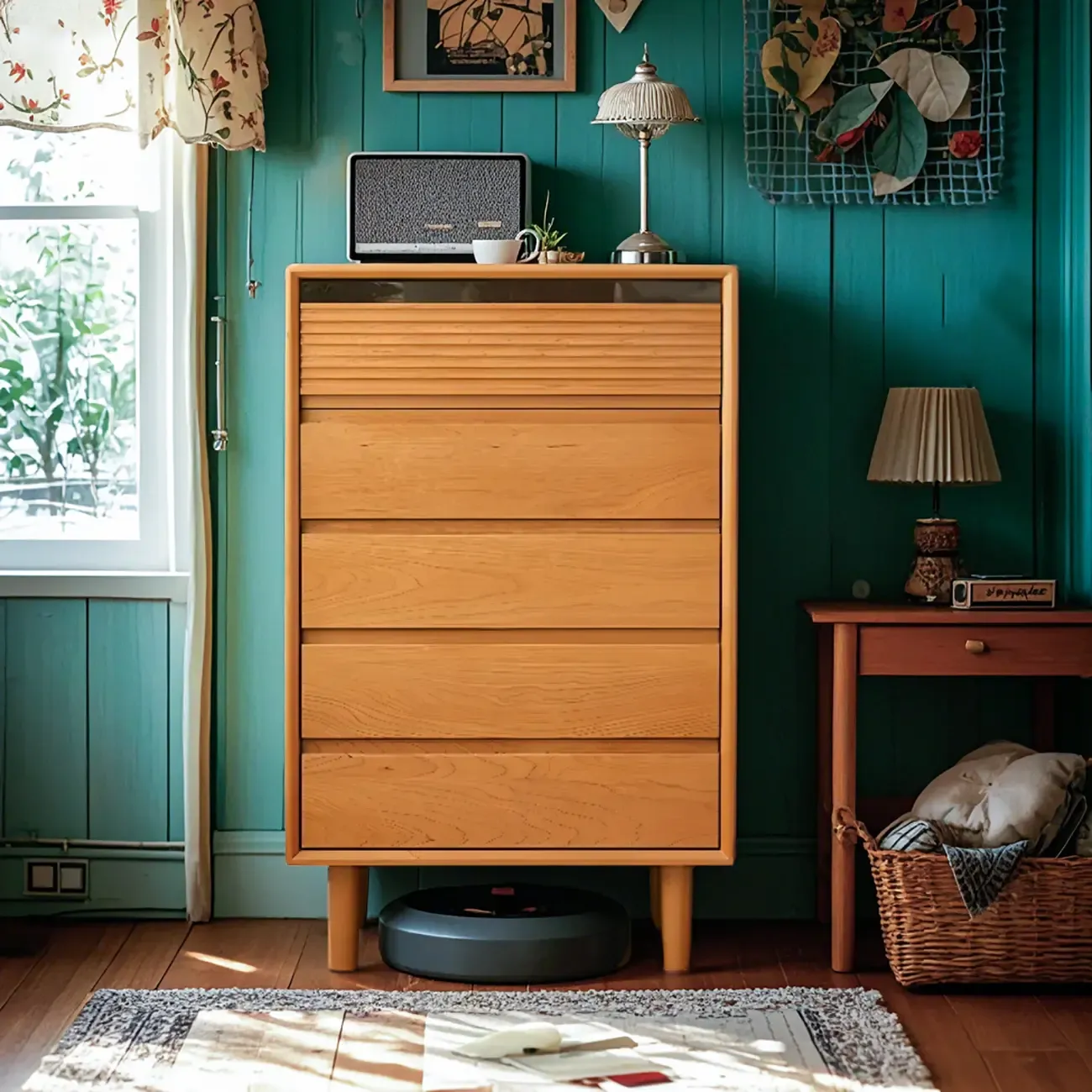 Scandinavian Accent Chest for Living Room with Natural Finish