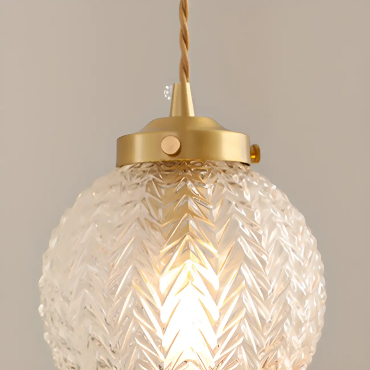 Modern Gold Carved Glass Globe Pendant Light