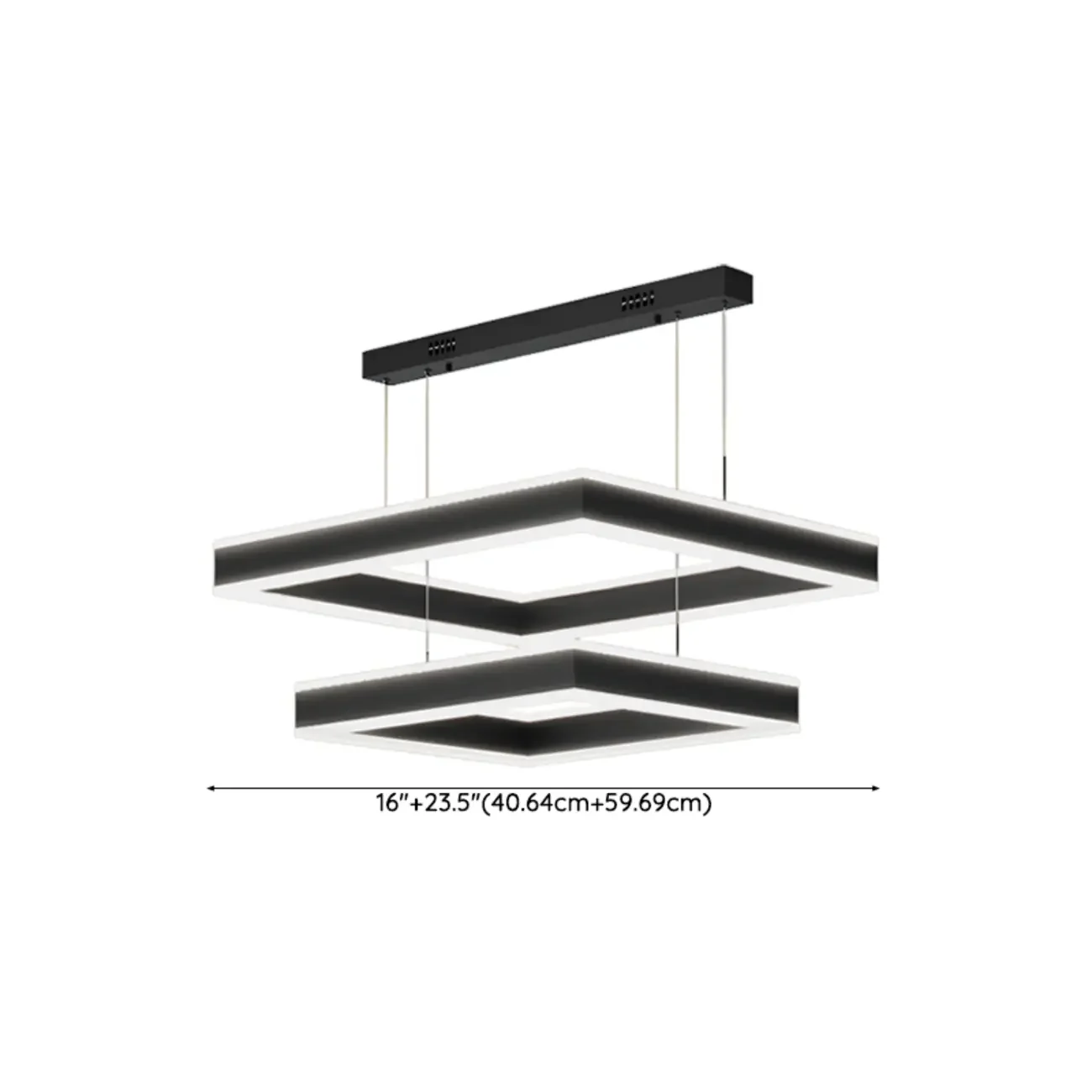 Modern 3-Tier Linear Square Dimmable LED Chandelier