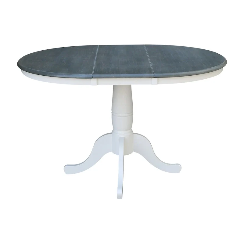 36 Round Top Pedestal Ext Table with 12 Leaf and 4 Madrid Chairs