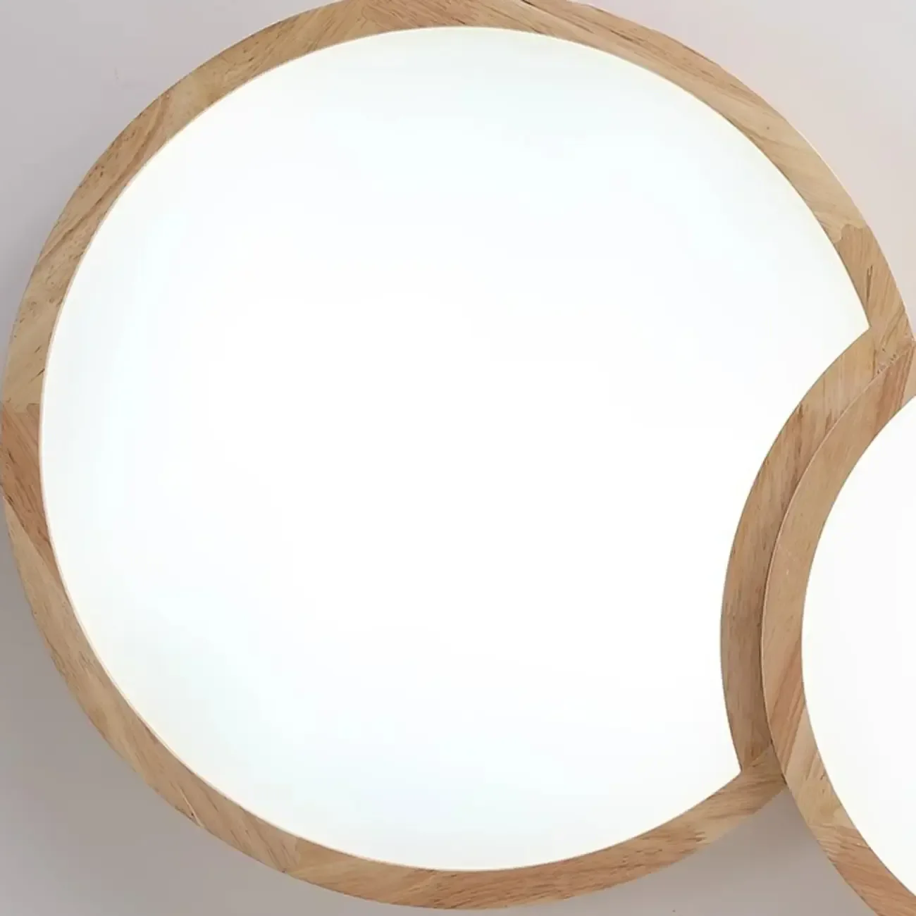 Natural Geometric Wood Dimmable Flush Mount LED Ceiling Light