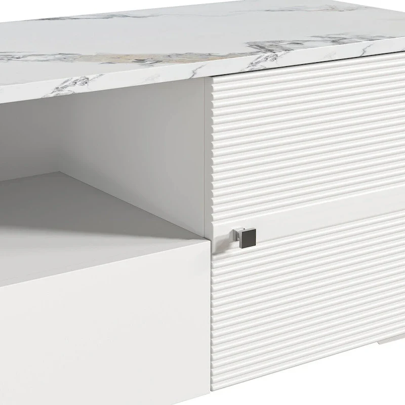Stylish 70-Inch TV Stand with Marble-Printed Top - 70 in Width