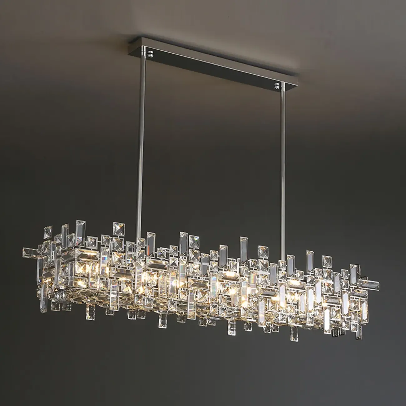 Modern Crystal Kitchen Island Pendant Light 3-Gear Dimming LED