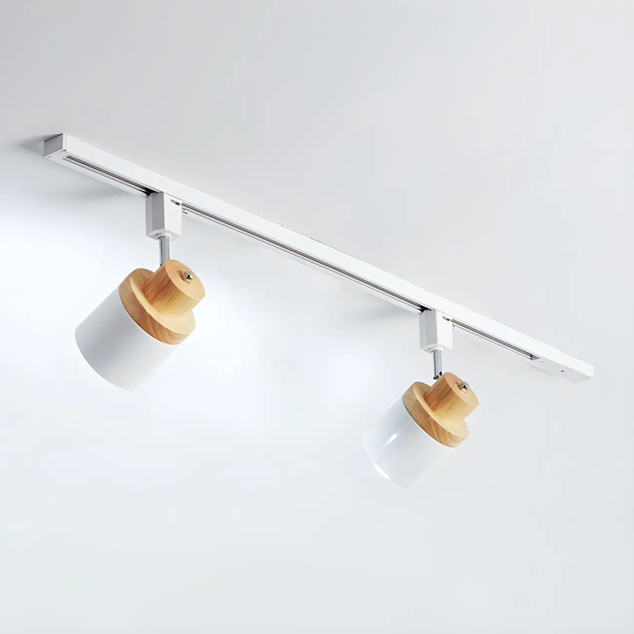 4-Light Modern Metal Wooden Base Slidable Track Light