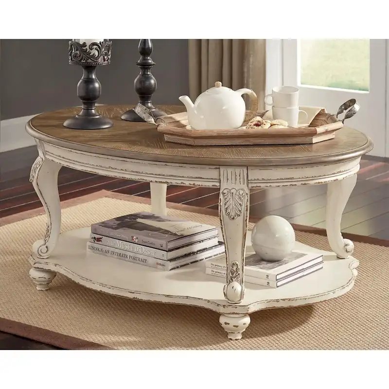 Realyn Coffee Table - White/Brown - 48.13 W x 34 D x 19.88 H
