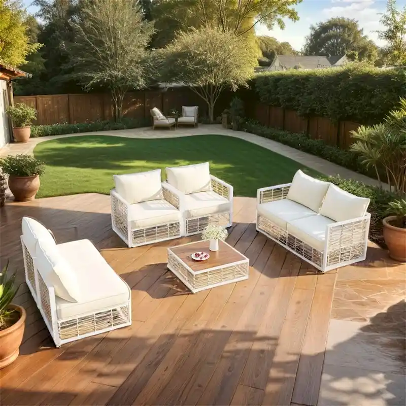 Patio Sectional Sofa Set,Garden Conversational Furniture Set,7 PCS