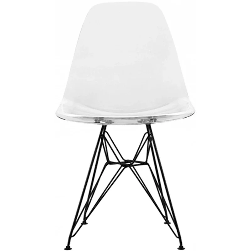 Modern Plastic Accent Designer Side Dining Matte Chair With Dark Black Wire Chrome Legs Base