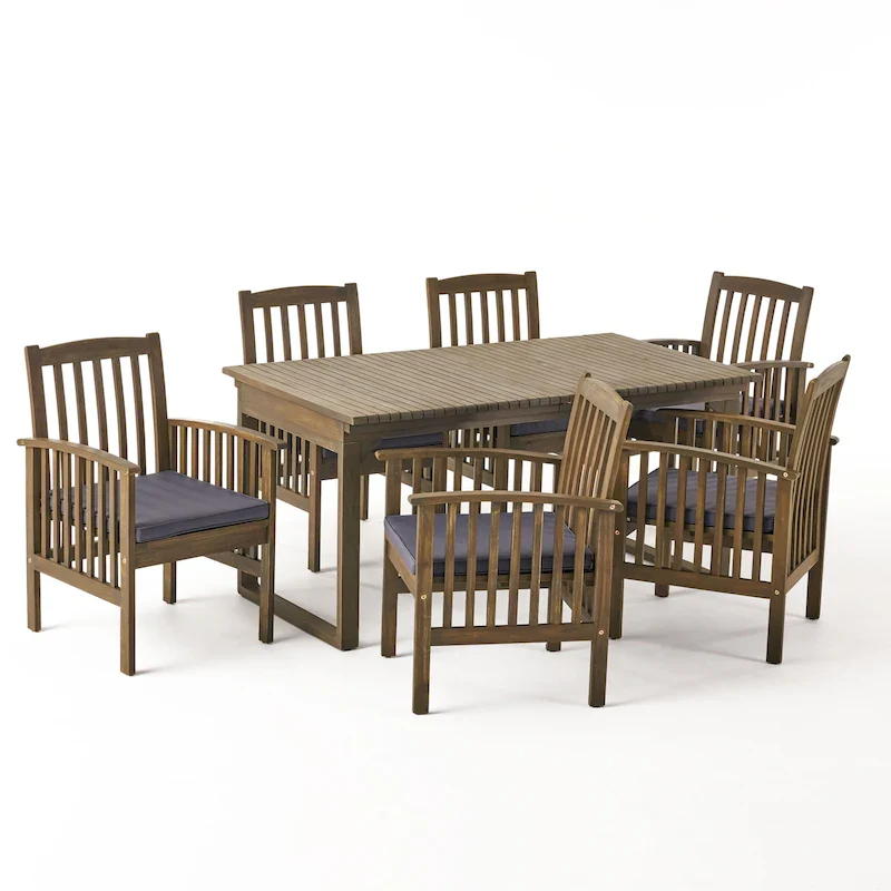 Sorrento Outdoor 6 Seater Expandable Acacia Wood Dining Set by Christopher Knight Home