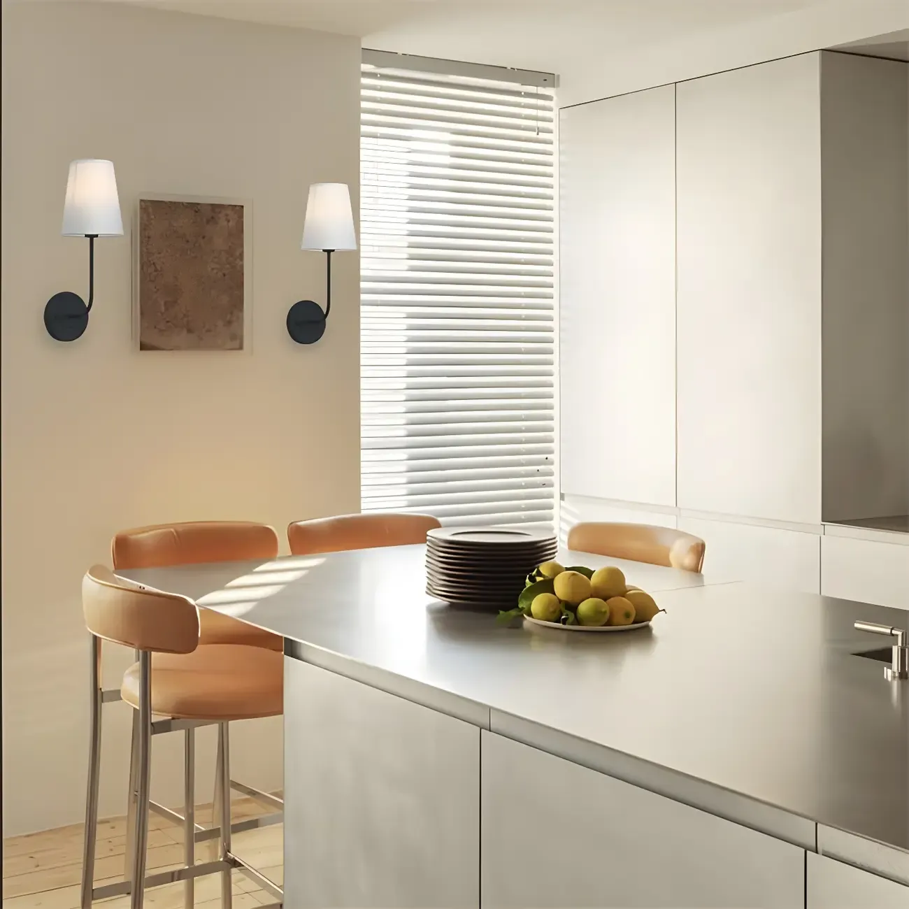 Modern Brass Glam Vanity Light with Fabric Shade