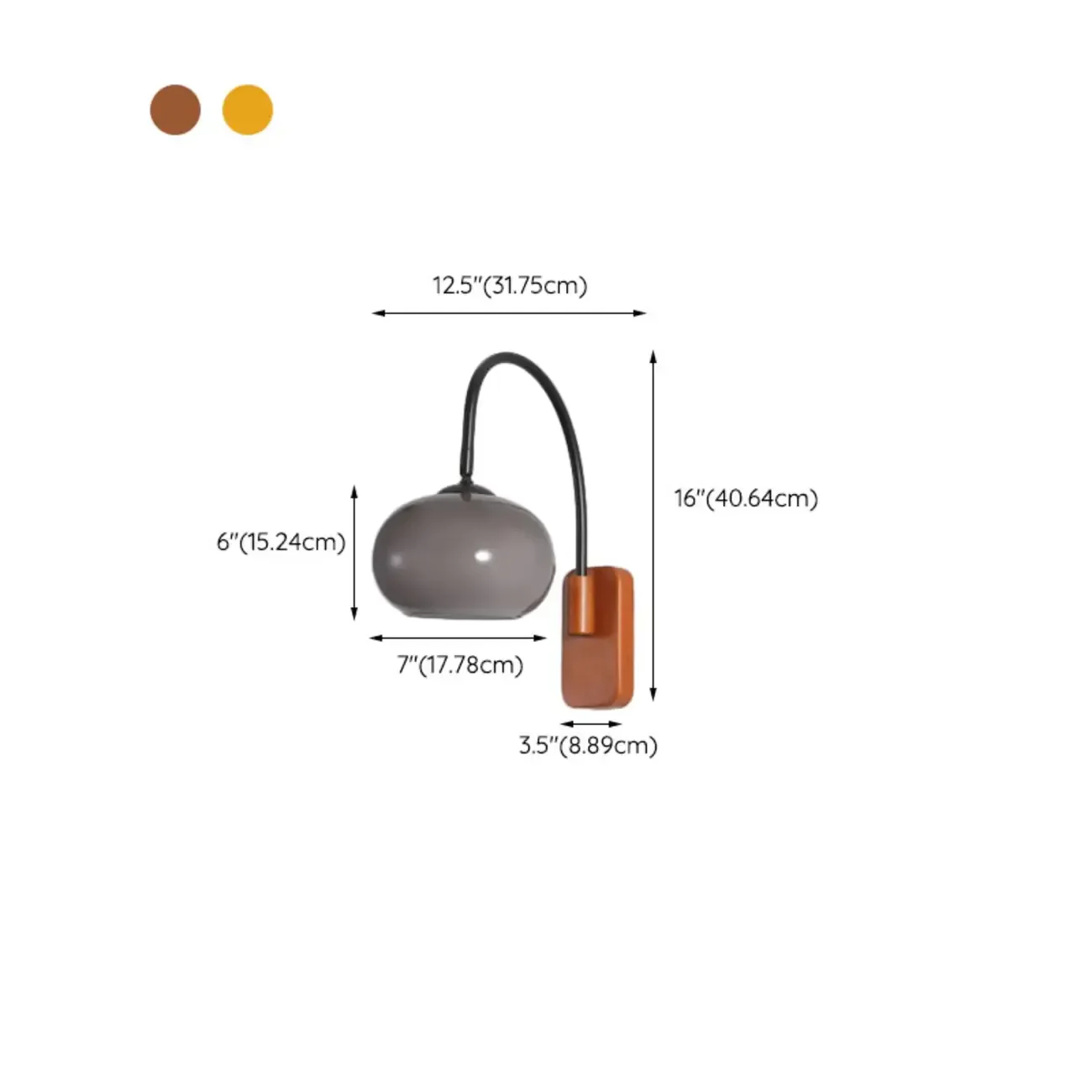 Modern Smoke Grey Wall Sconce with Glass Shade & LED