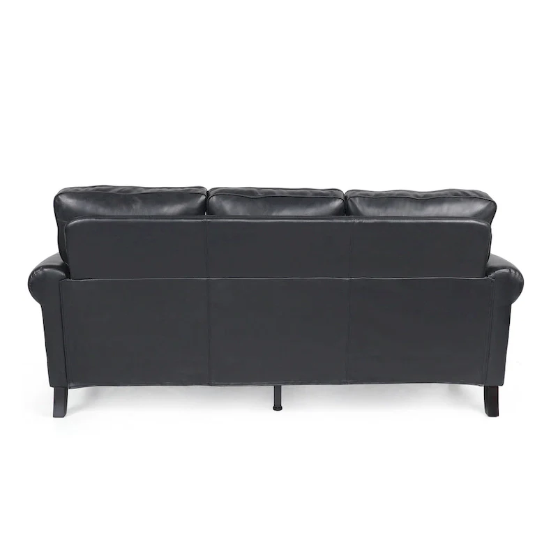 80 Modern Faux Leather 3-Seater Sofa with Birch Legs and Nailheads