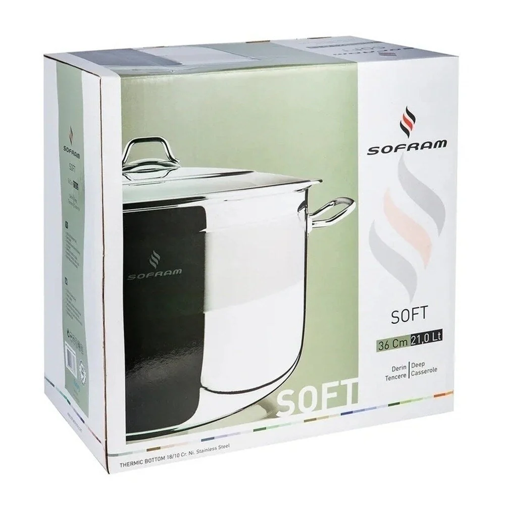 Sofram 18/10 Stainless Steel JUMBO Deep Kettle Stock Pot w/ Lid