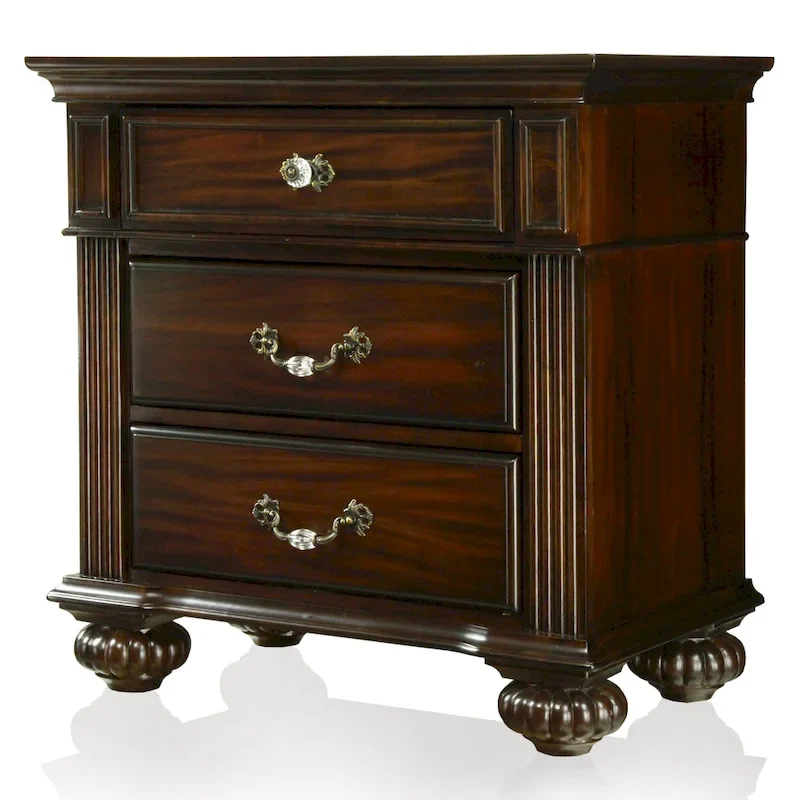 Vame Traditional Walnut Wood 2-Piece Poster Bedroom Set by Furniture of America