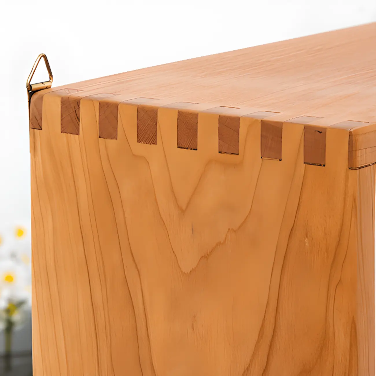 Natural Finish Wooden 2 Shelves Wall-Mounted Display Cabinet