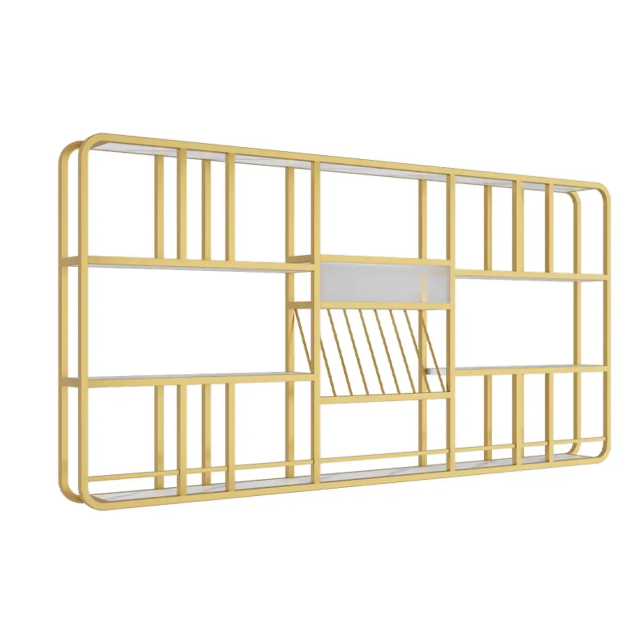 Glam Gold Wall-Mounted Open Wine Bottle Rack