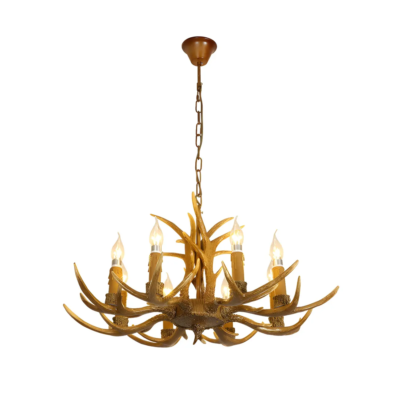Gold Antler Shape Resin Rustic Chandelier Lighting
