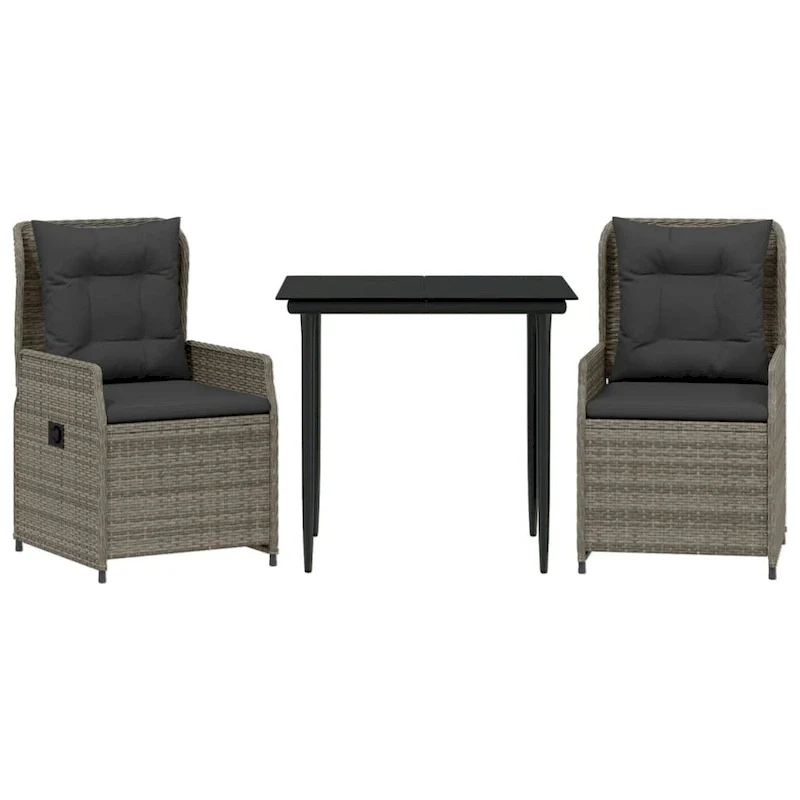 vidaXL Garden Dining Set Grey PE rattan Medium Removable Covers - 31.5 x 31.5 x 29.1/ 2