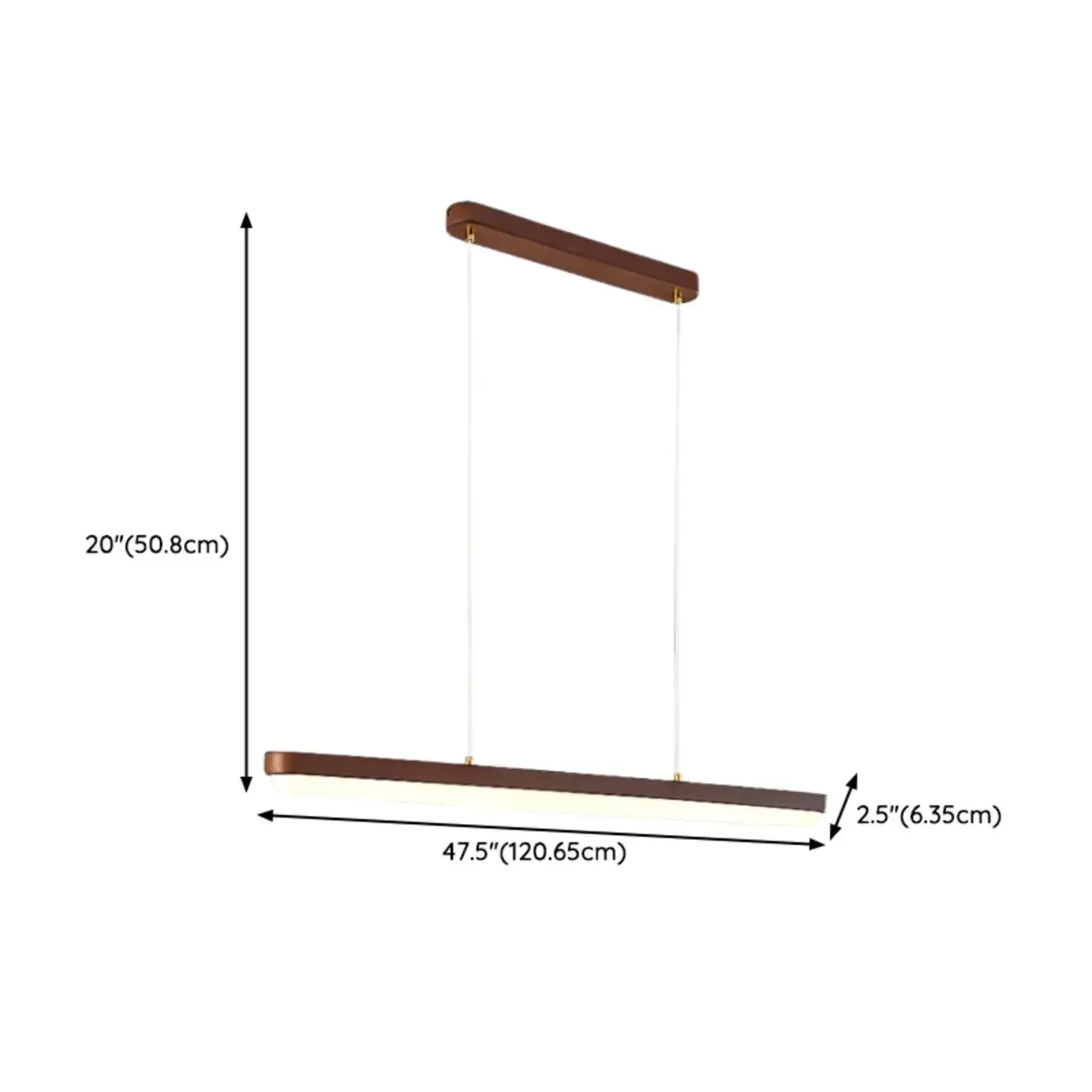 Modern Brown Linear Island Pendant Light with Thread Mount