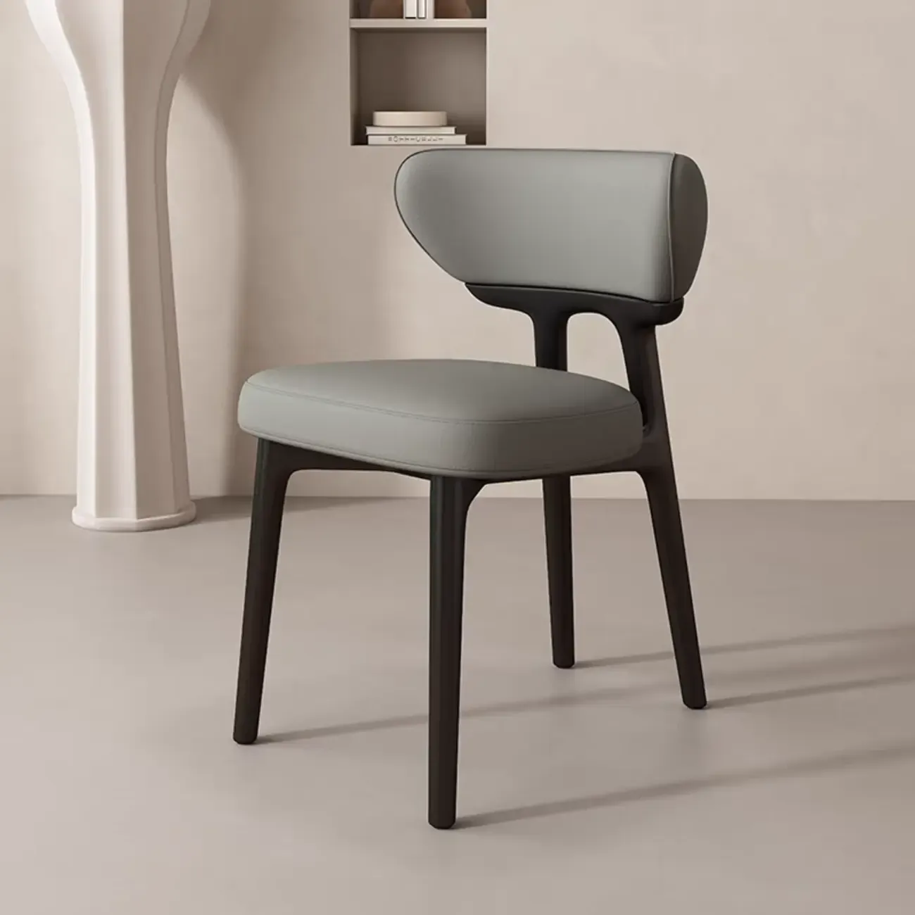 Scandinavian Low Back Upholstered Wood Dining Chair