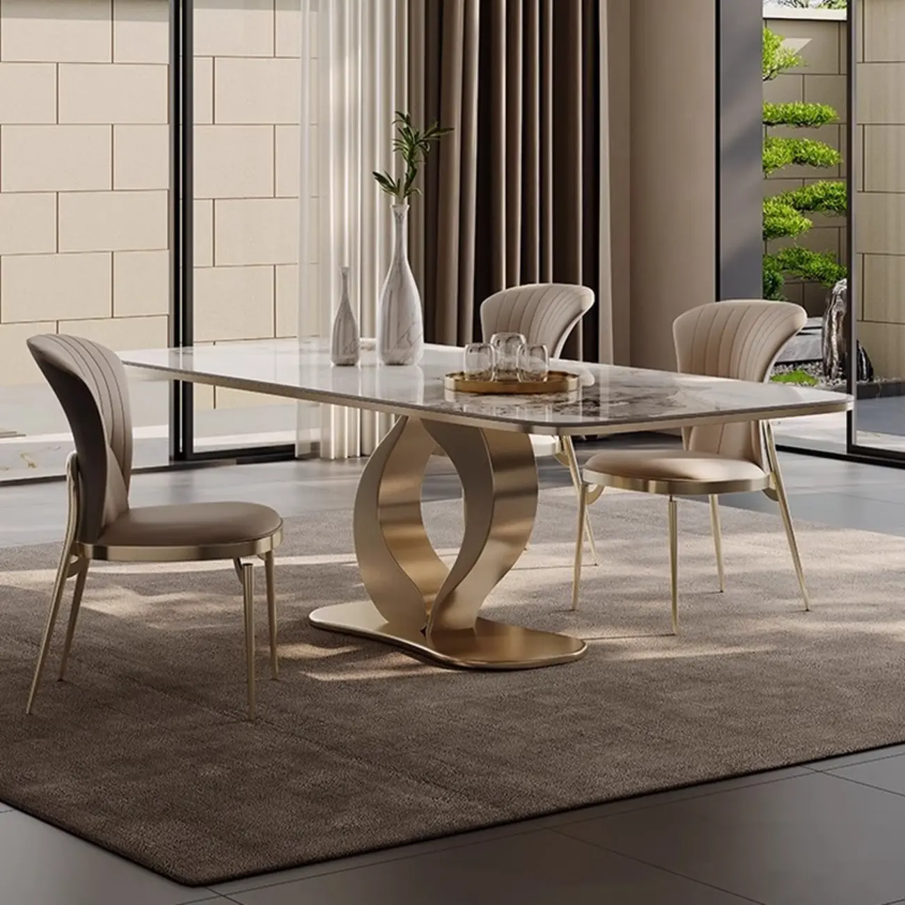 Modern Luxury Leather Upholstered Dining Chairs