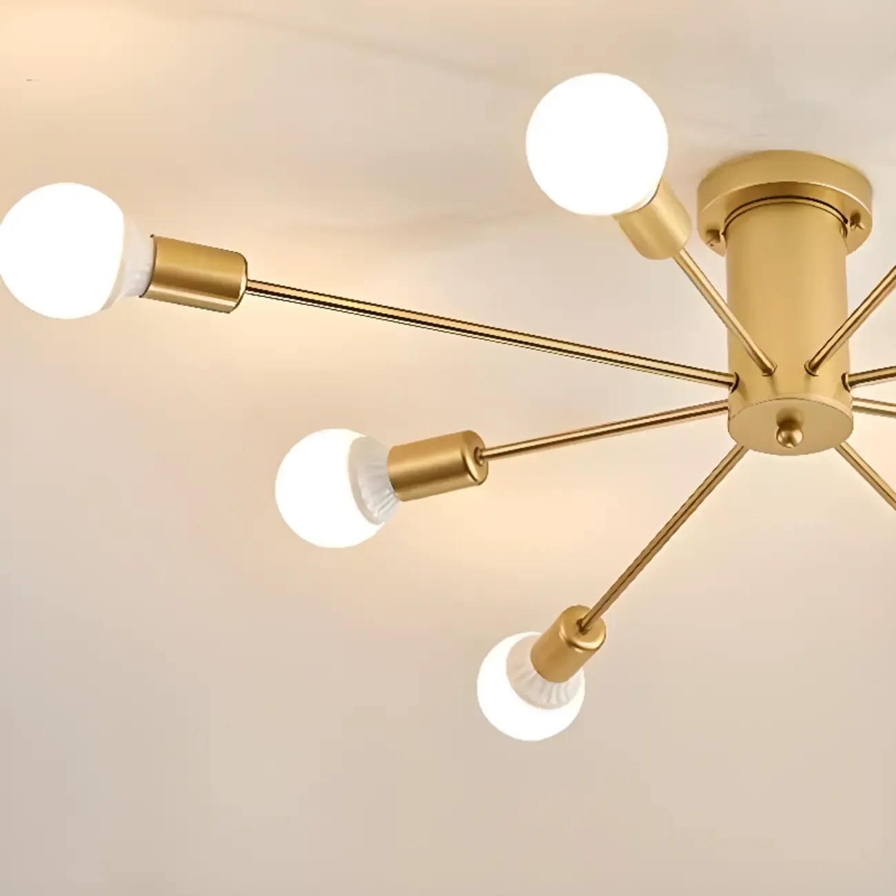 Modern Gold Sputnik Semi Flush Mount Ceiling Light