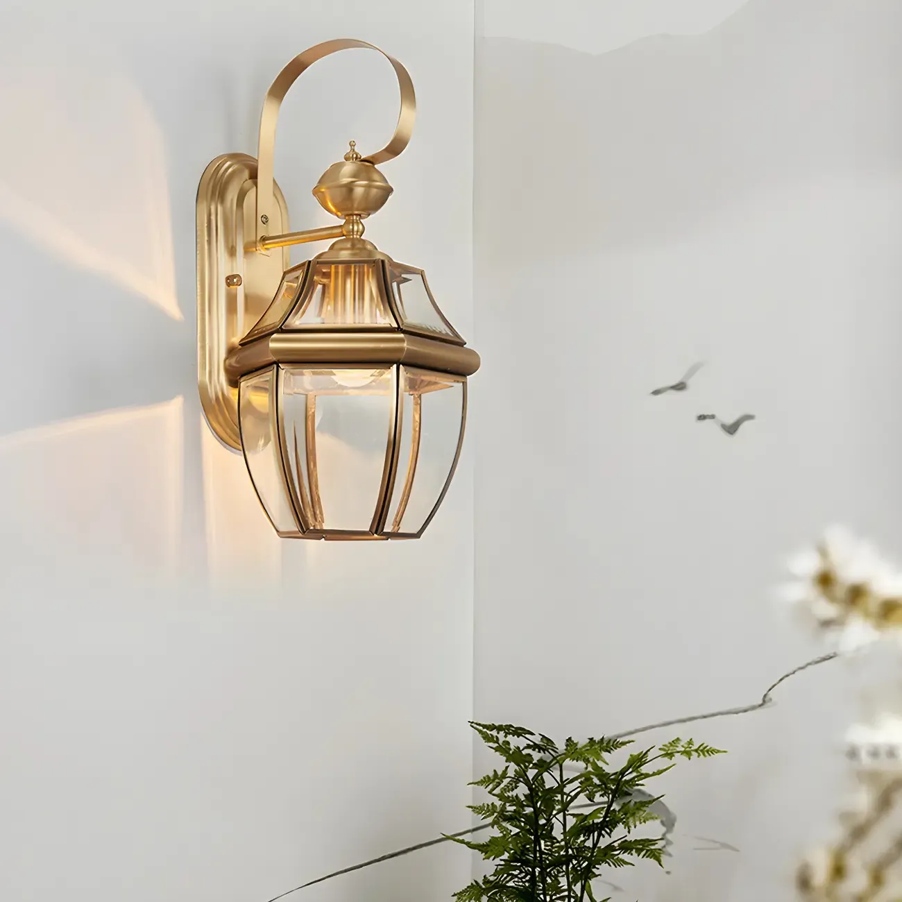 Transparent Gold Glass LED Wall Sconce with Metal Frame