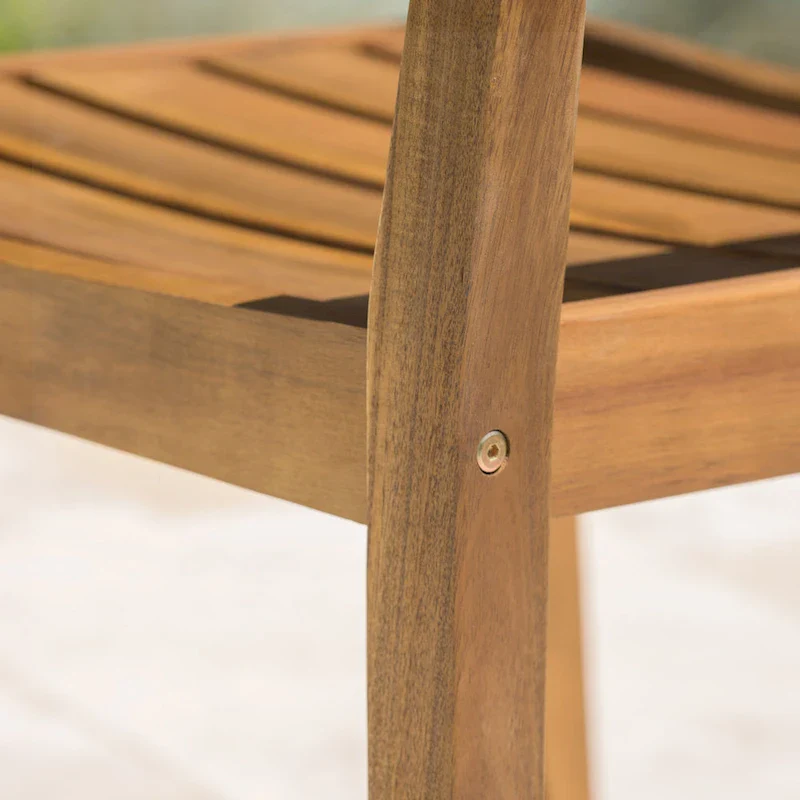 Acacia Wood Patio Dining Chairs Set of 2