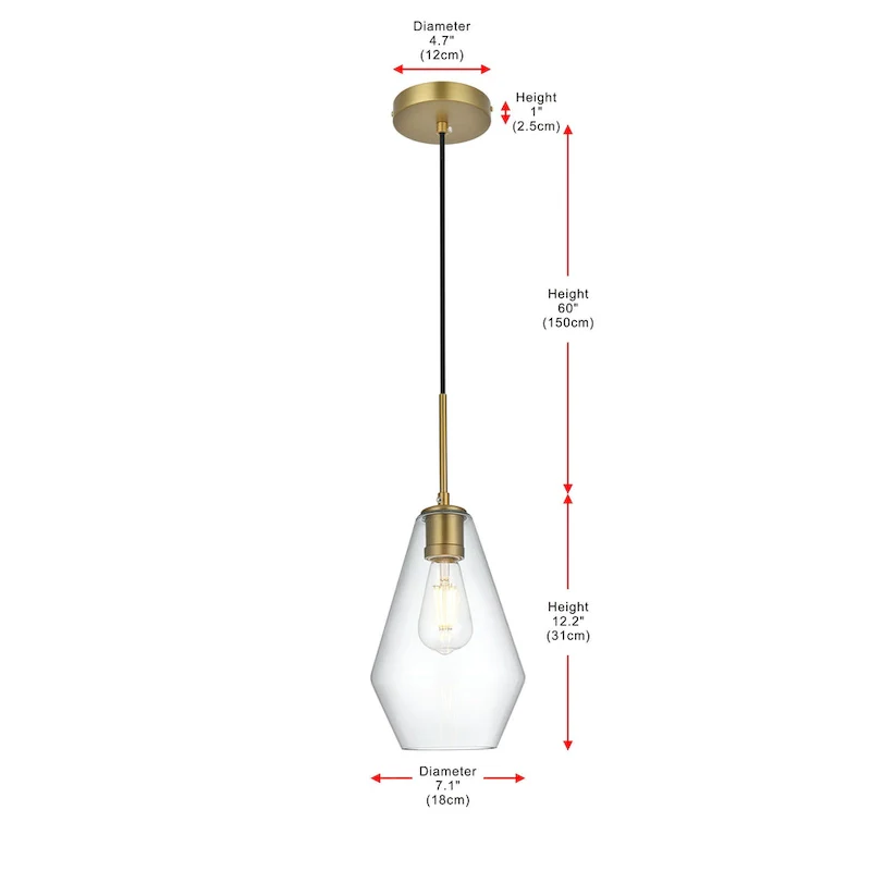 Gerald 1-light Elongated Glass Shade Hanging Pendant Light