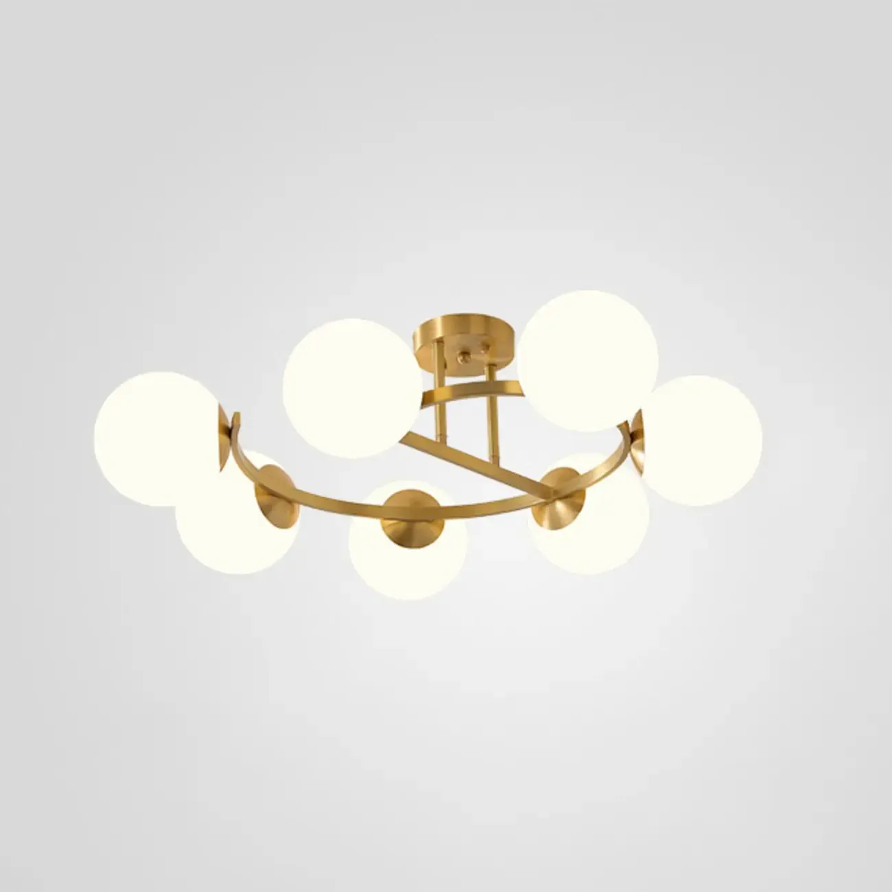 Modern Gold Loop Globe Glass Semi Flush Ceiling Light