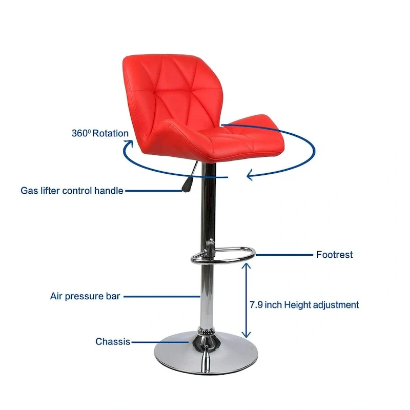 Modern Faux Leather Adjustable Swivel Bar Stools (Set of 2)