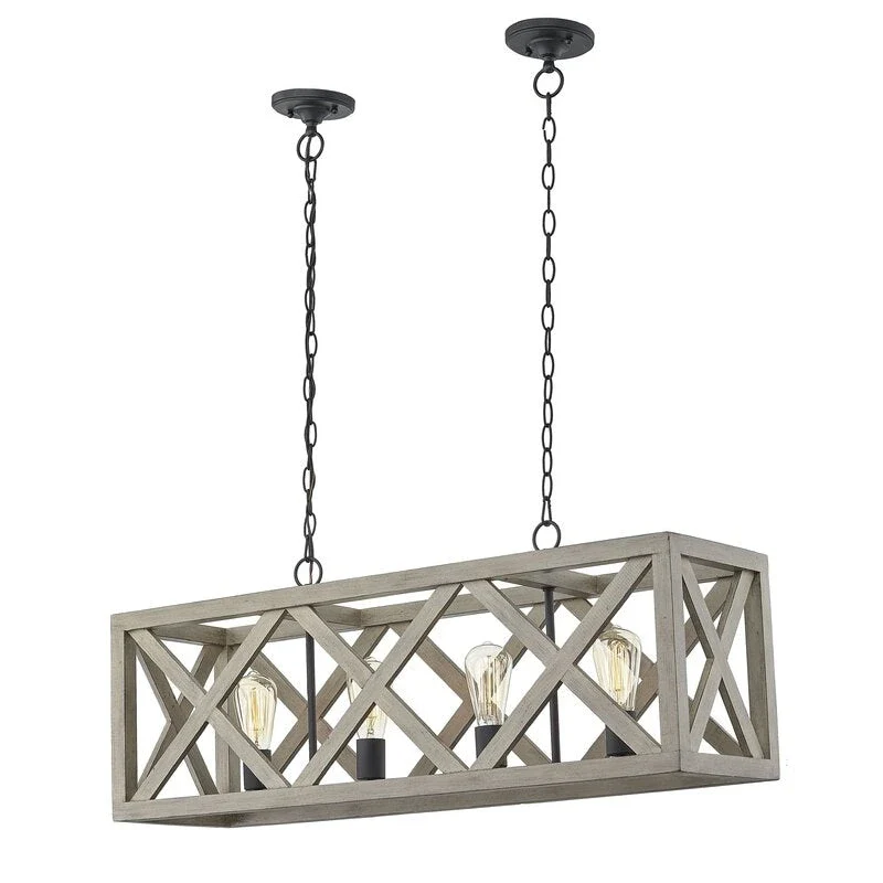 4 - Light Anchor Grey Oak And Matte Black Pendant - 36 x9.85 x14