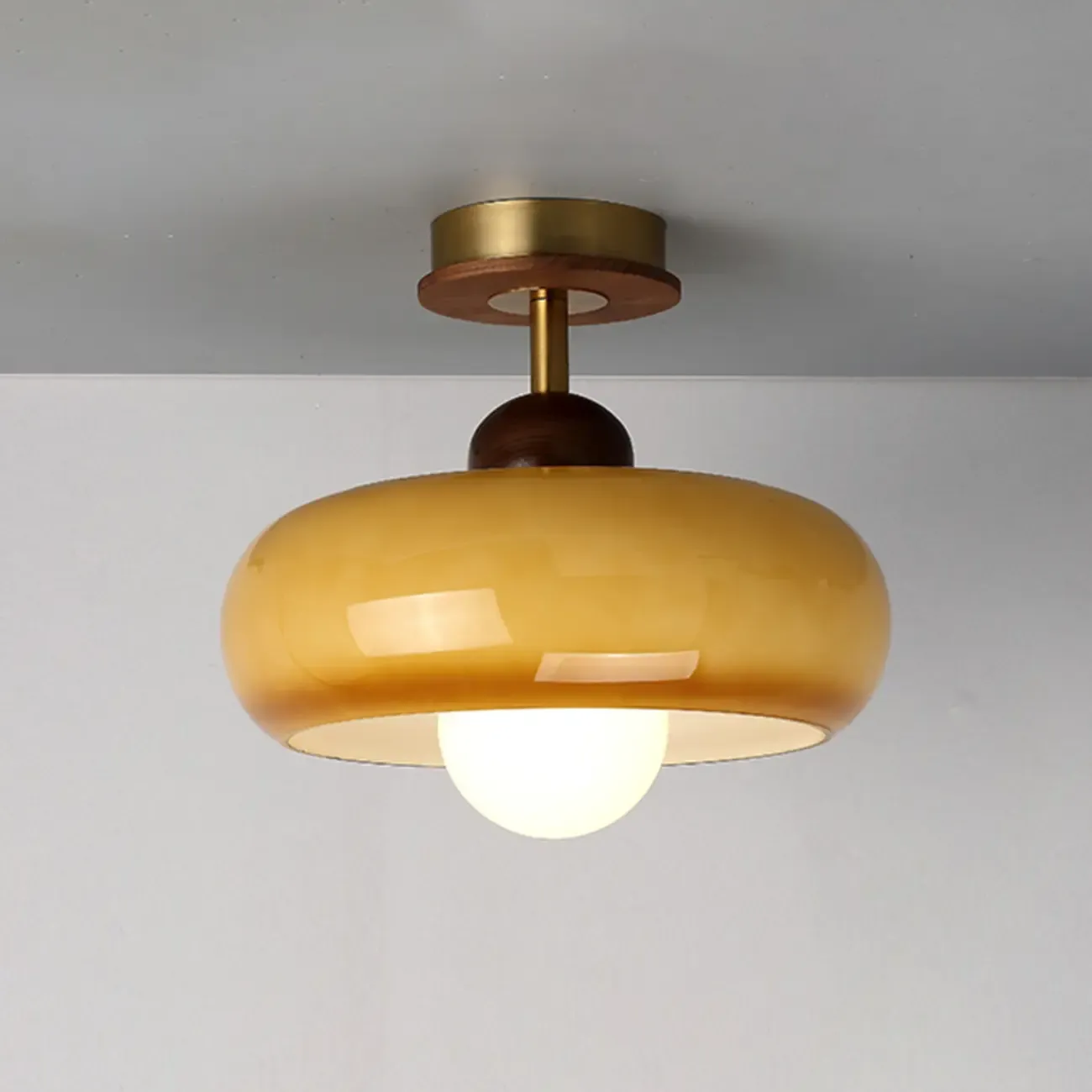 Caramel Gradient Glass Dome Semi Flush Ceiling Light