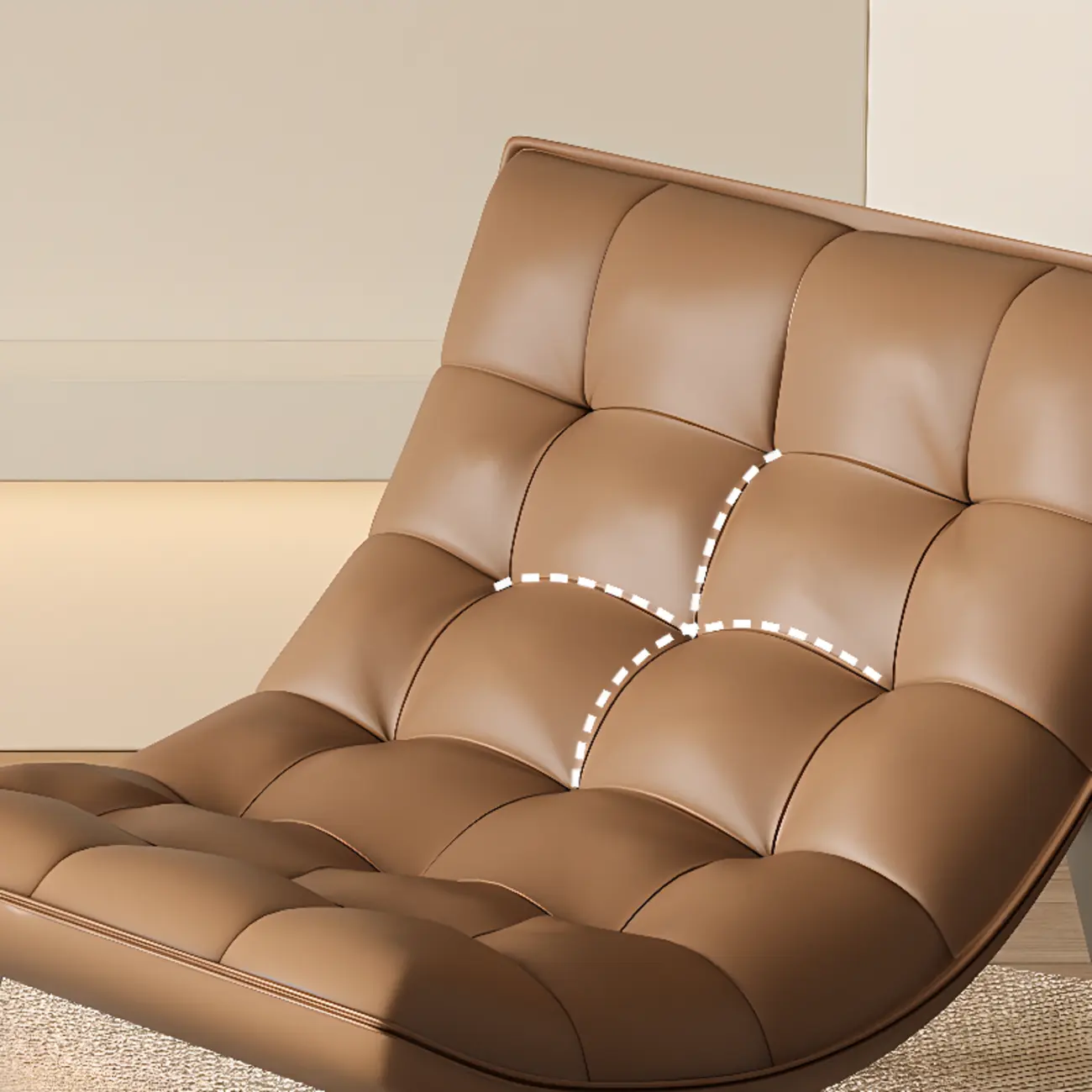 Modern Tufted Leather Accent ArmChair with Ottoman