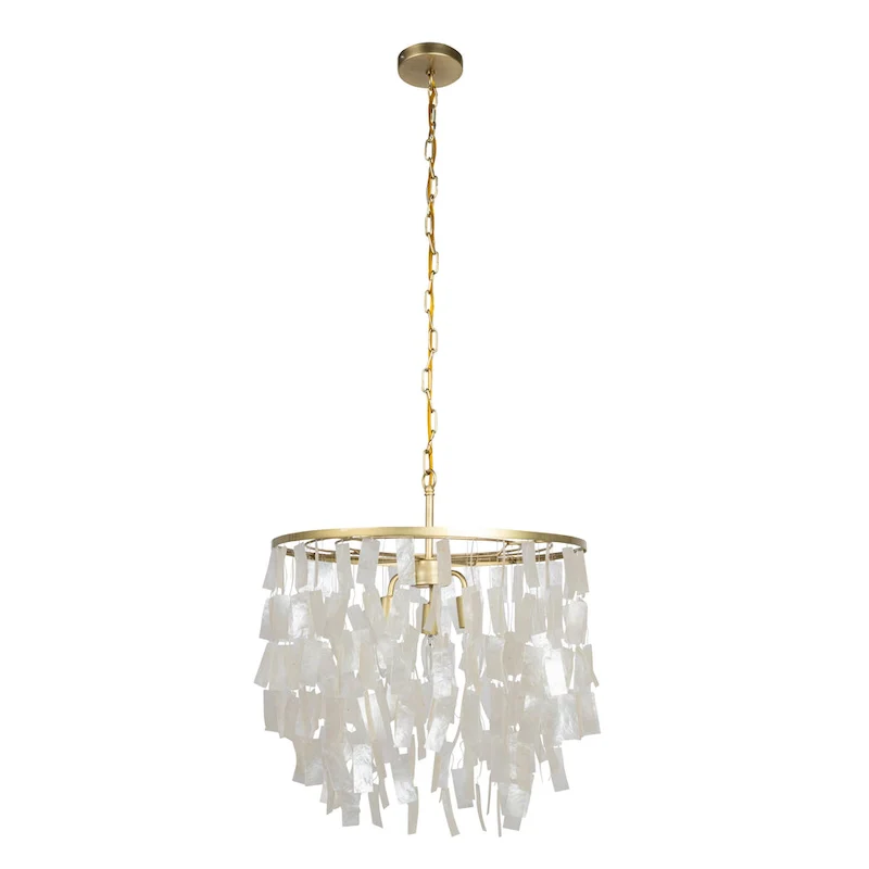 Marina Metal and Natural Capiz Chandelier Style Pendant Ceiling Light