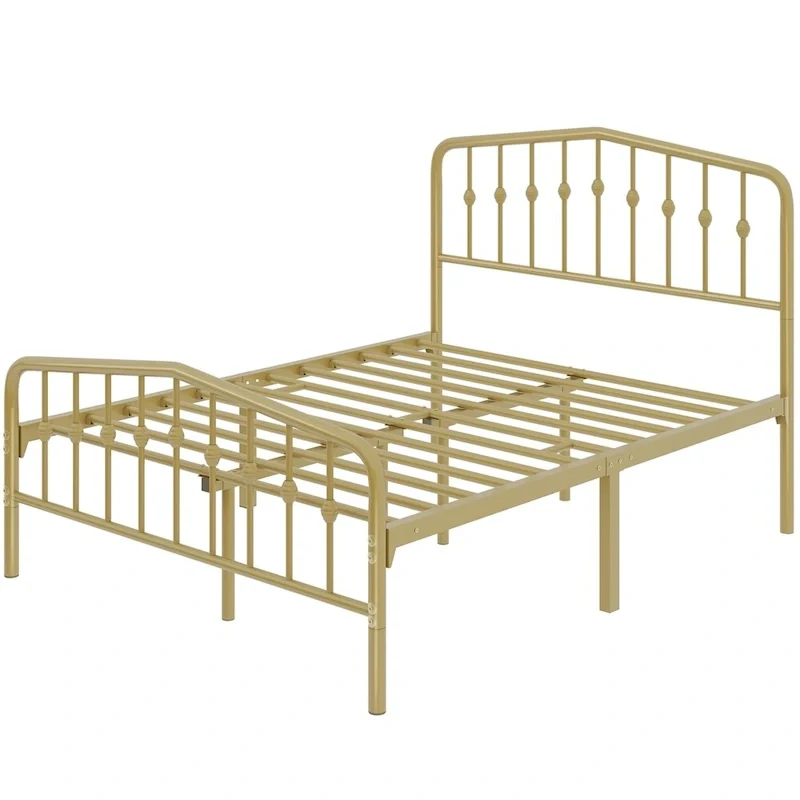 Yaheetech Bed Frame with Arched Headboard Modern Metal Bed Frame with Heavy Duty Slat Support
