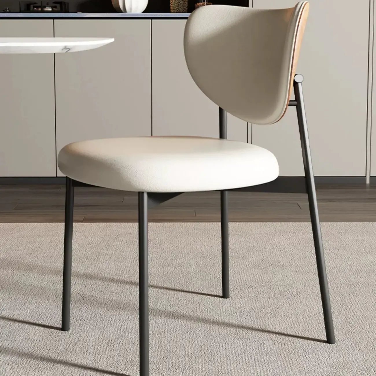 Mid-Century Modern Curved Back Leather Dining Chairs