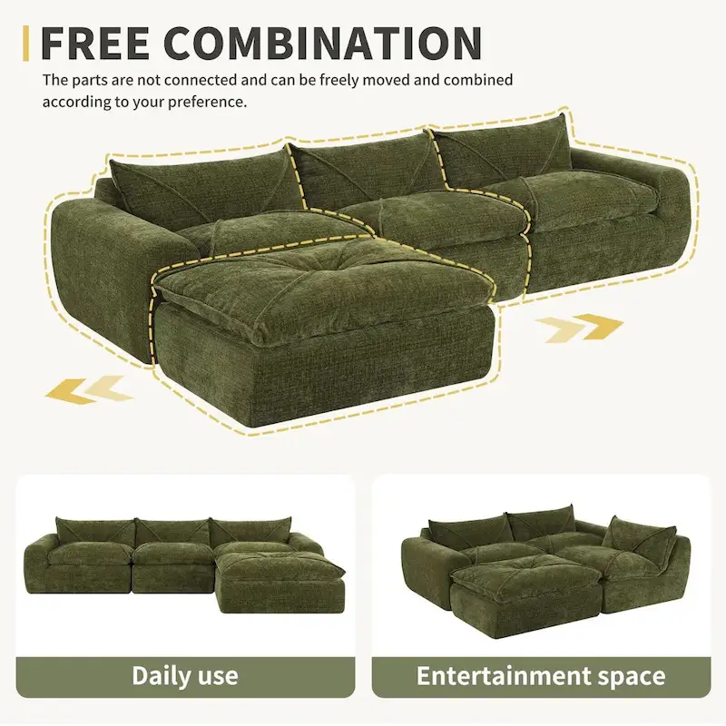 116  Fully Compressed Sofa with High Density Foam,Particle Chenille