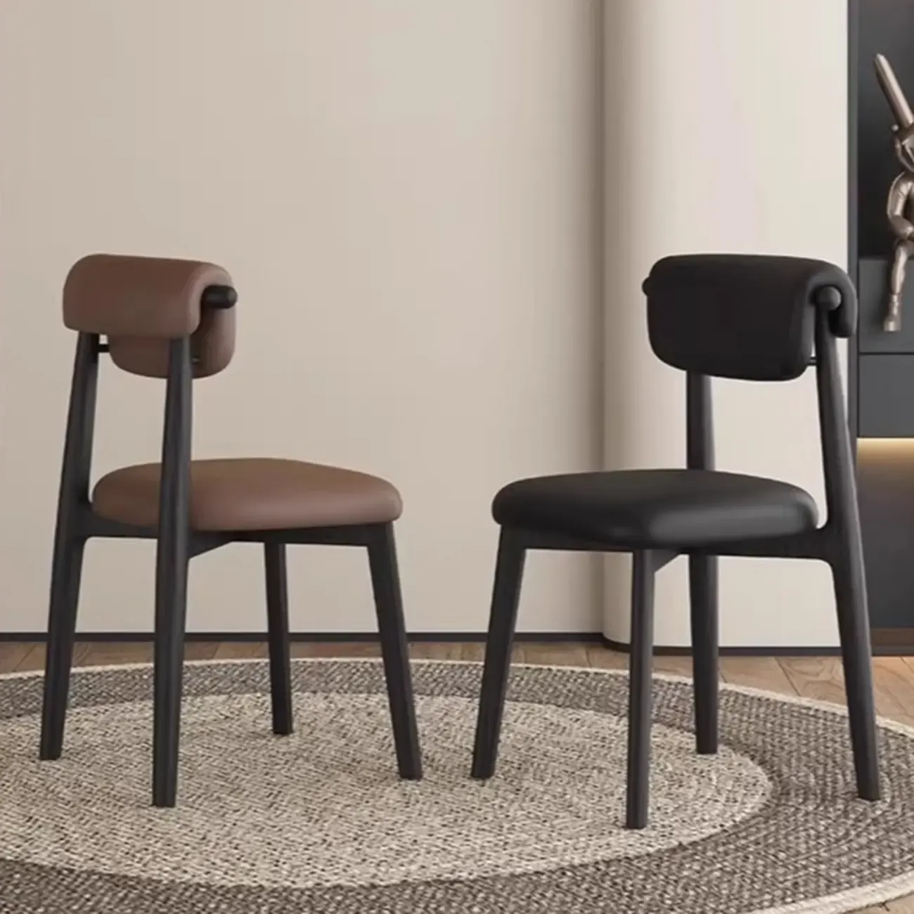 Elegant Low Back Upholstered Faux Leather Dining Chair