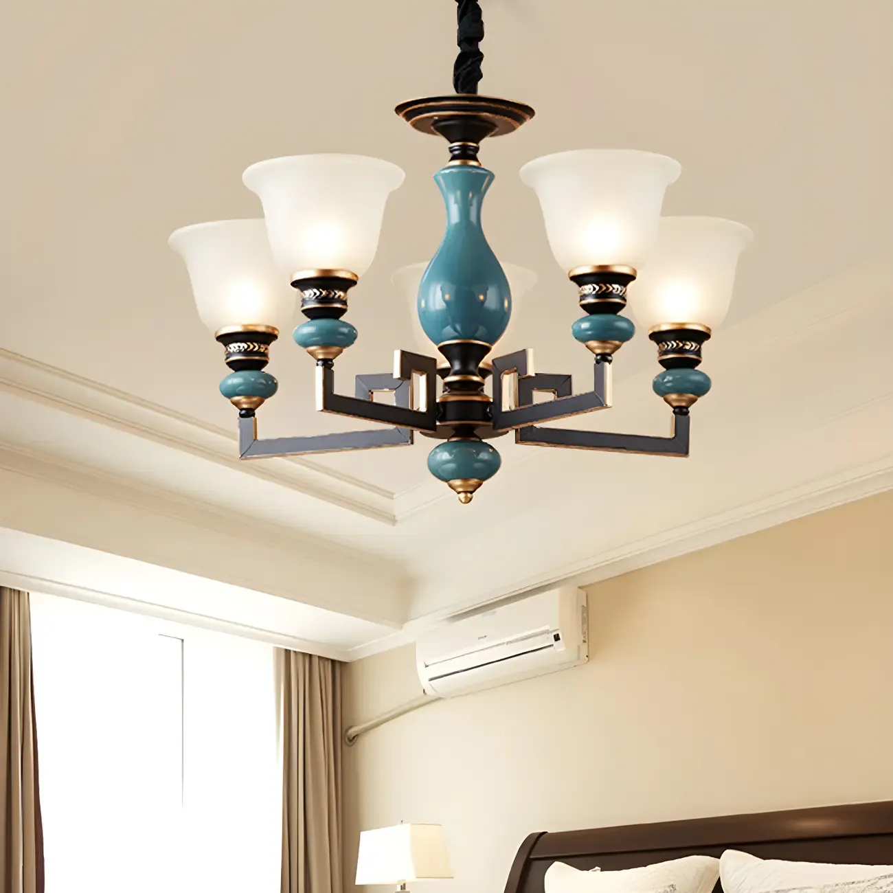 Black Ceramic Glass Geometric Chandelier Light