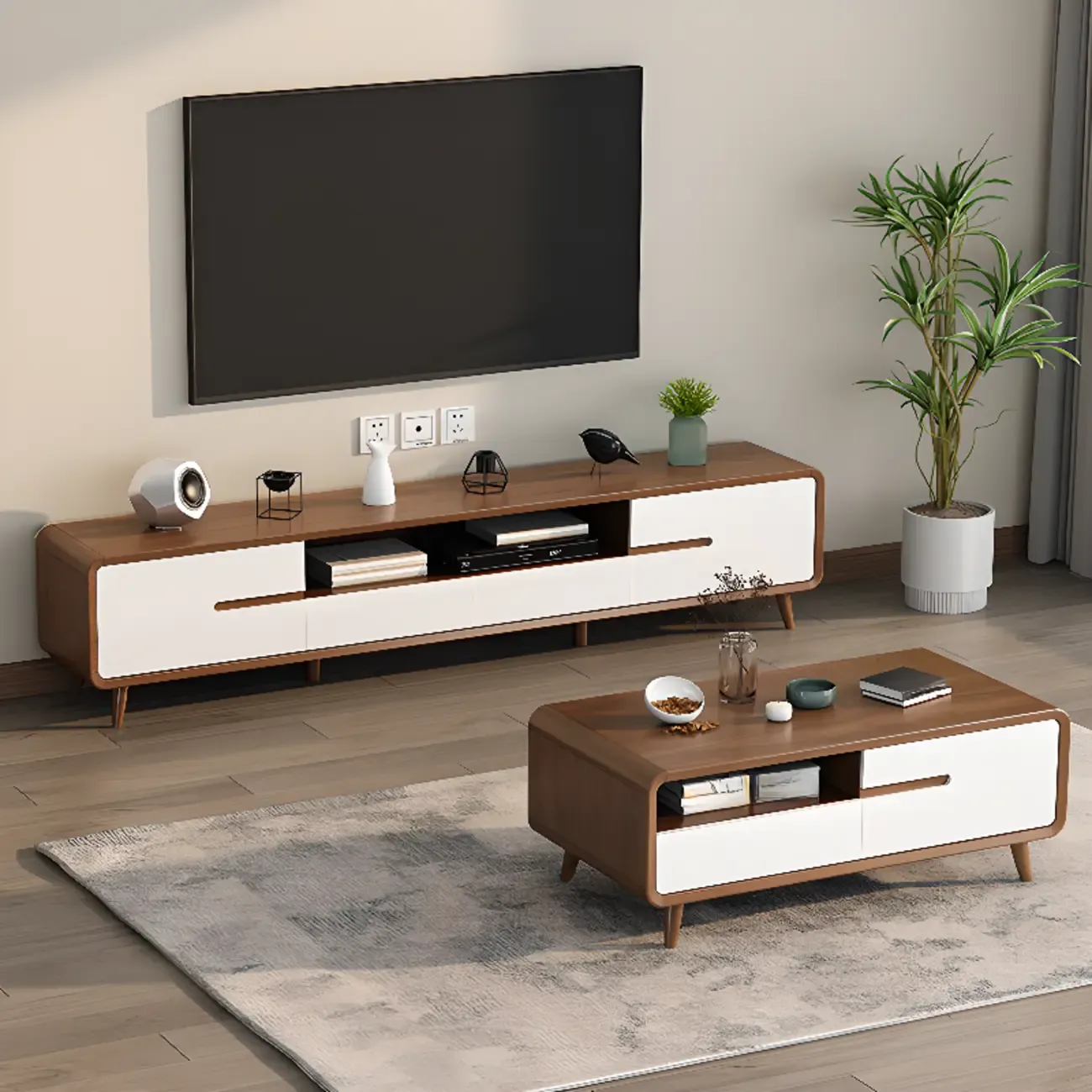 Modern wooden TV cabinet Chinese style storage