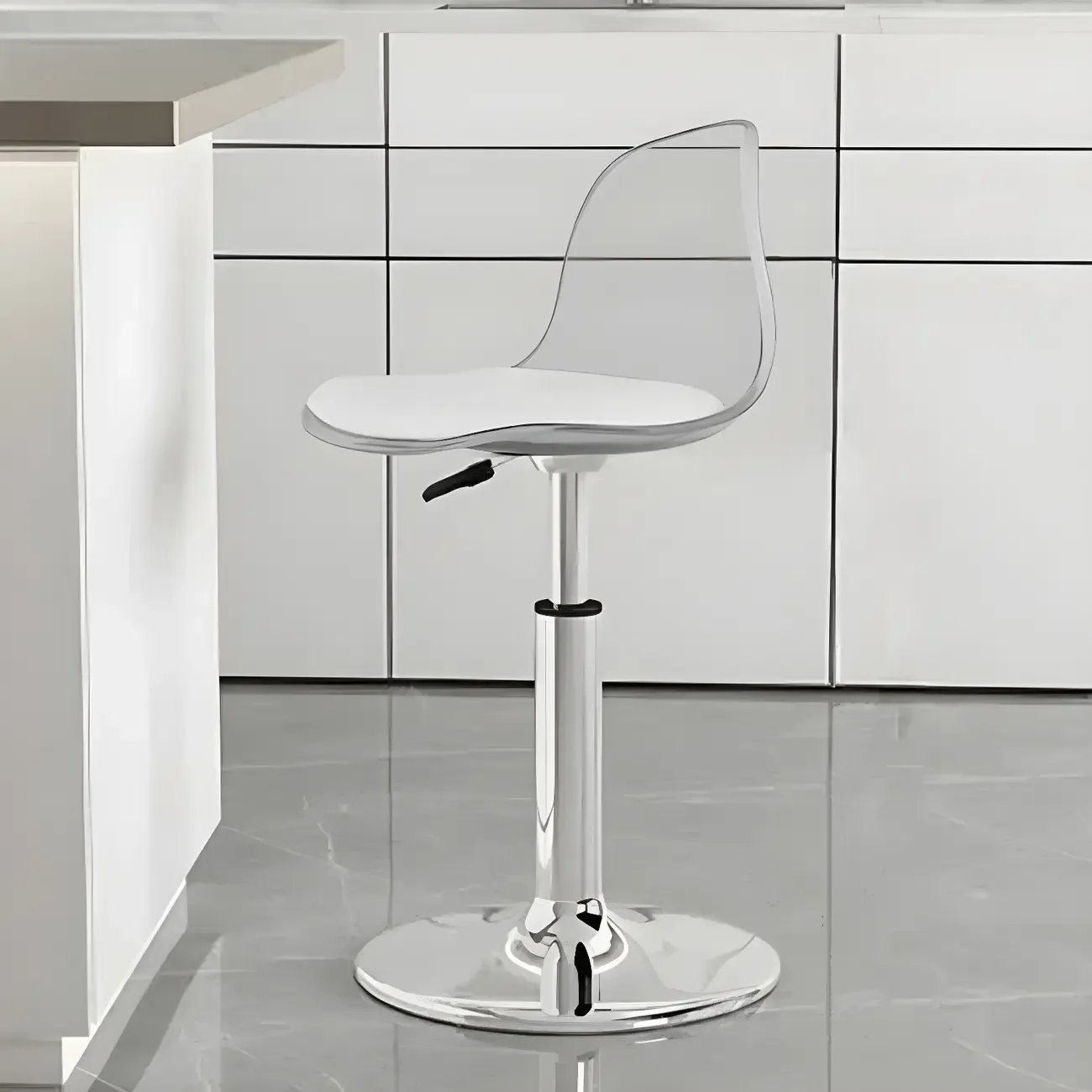 Modern Swivel Cushioned Acrylic Bar Stools with Backs