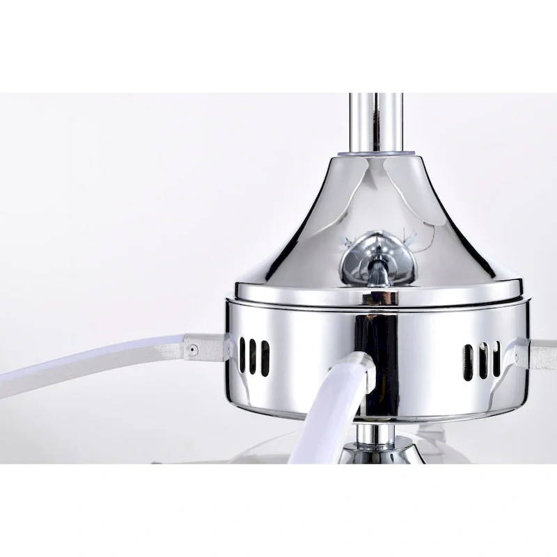 Dhooma 25 Inch Chrome Finished Modern LED Ceiling Fandelier with Remote - N/A