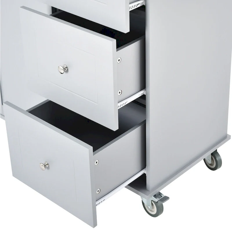 52.7 Inch Width Rolling Mobile Kitchen Island with Locking Wheels