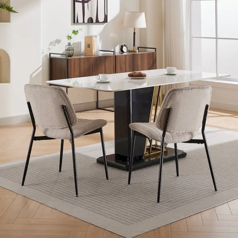 GDFStudio Modern Armless Upholstered Dining Chairs with Metal Legs