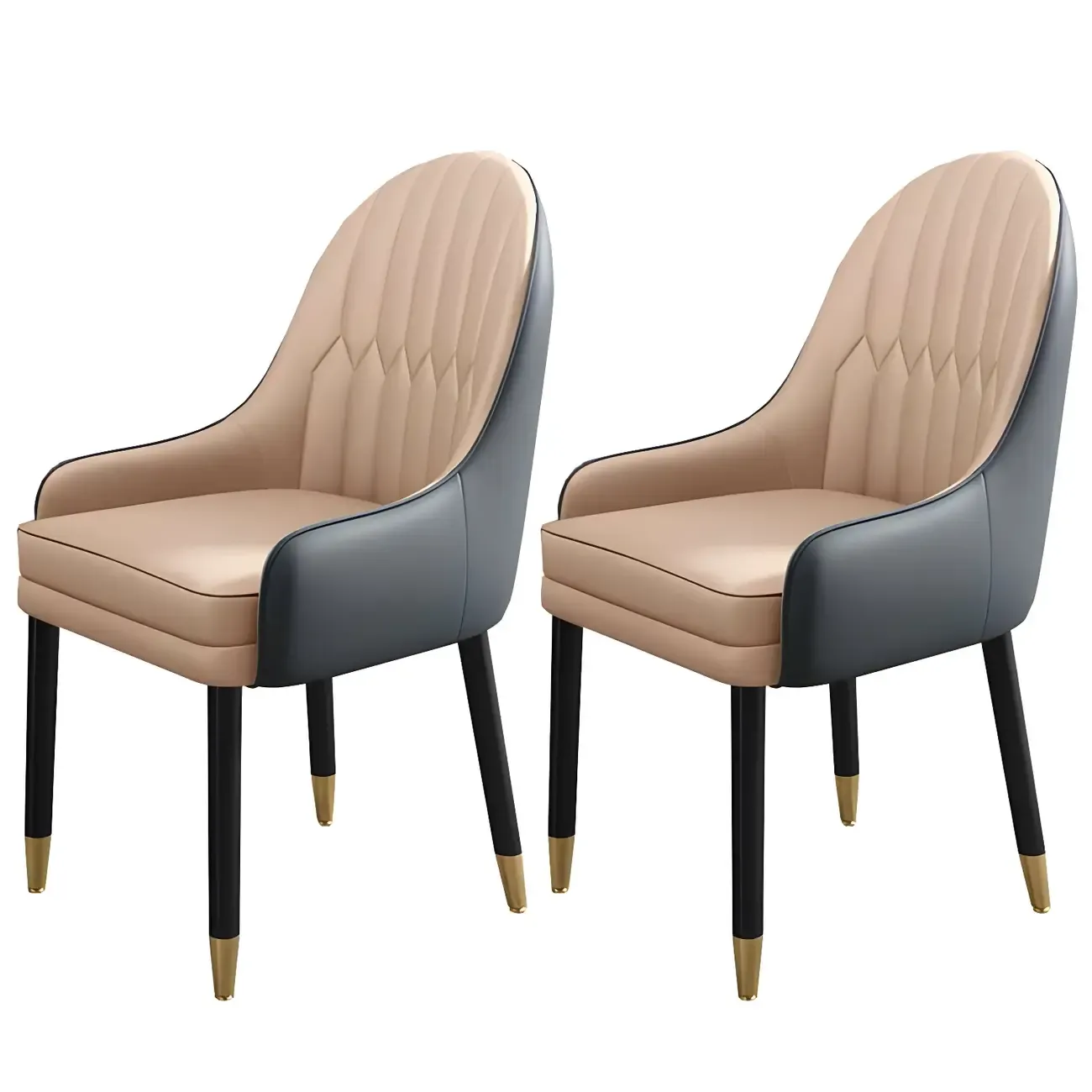 Modern Leather Upholstered Dining Chair with Arms