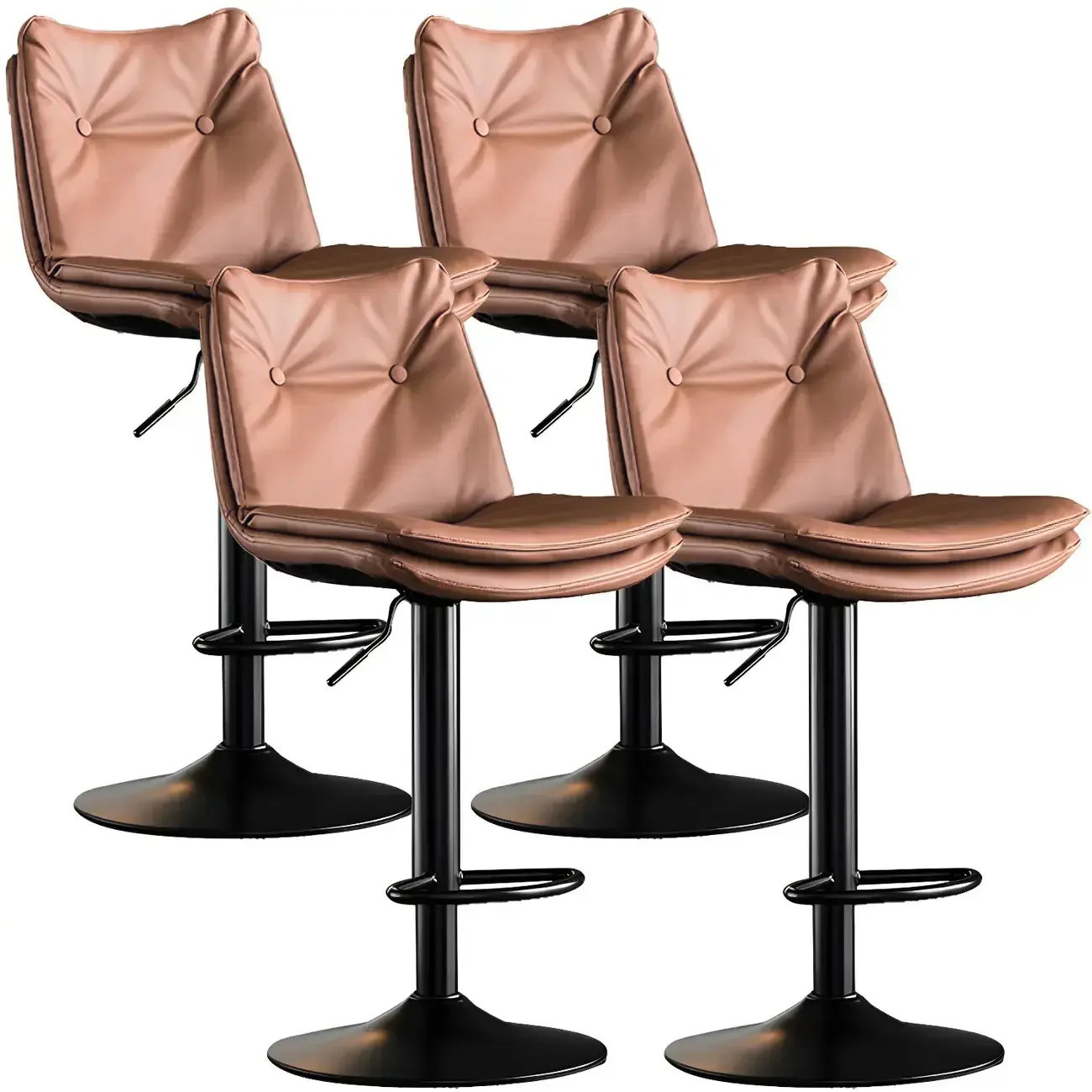 Modern Adjustable Leather Swivel Bar Stools