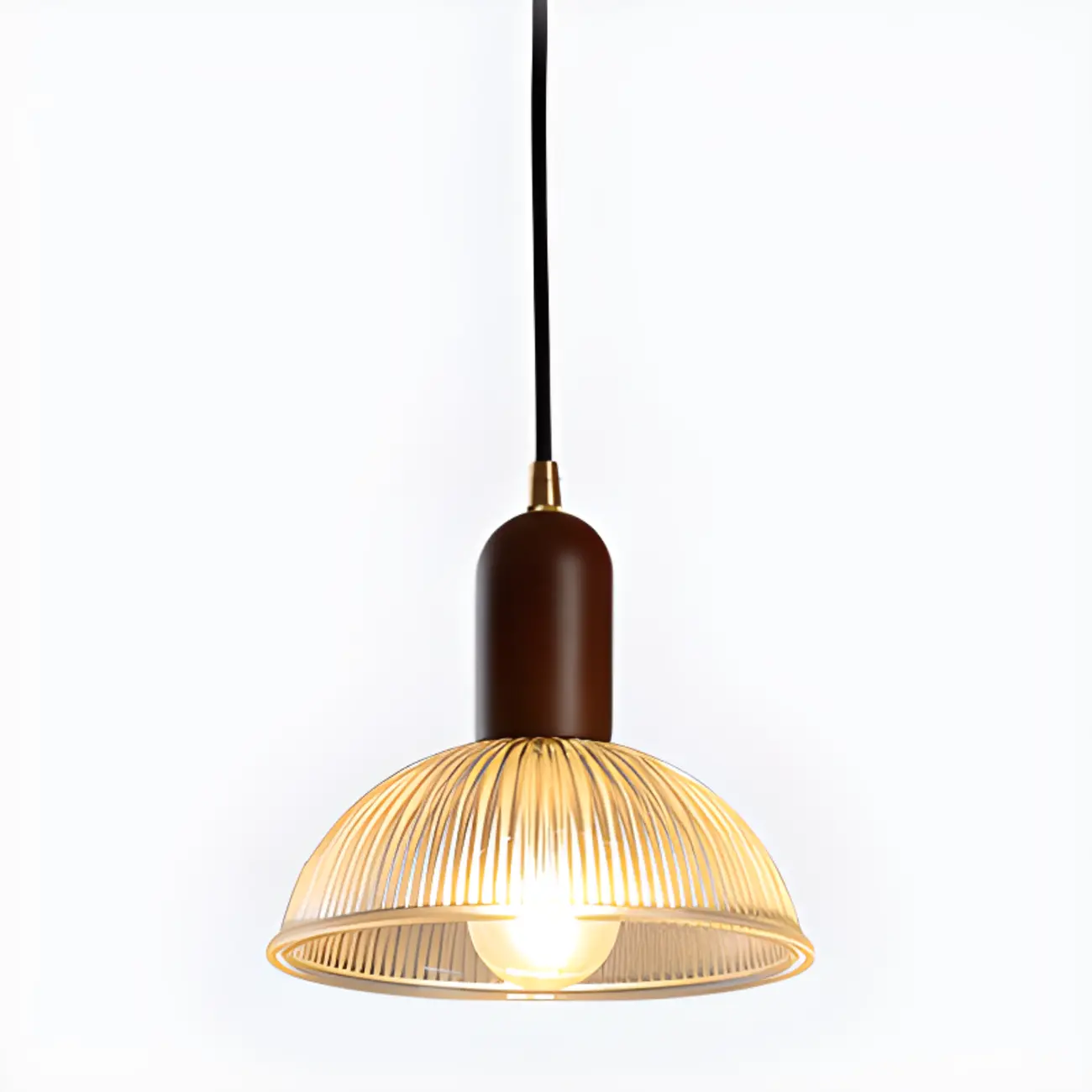Modern Stripe Glass Bowl Pendant Light for Living Room