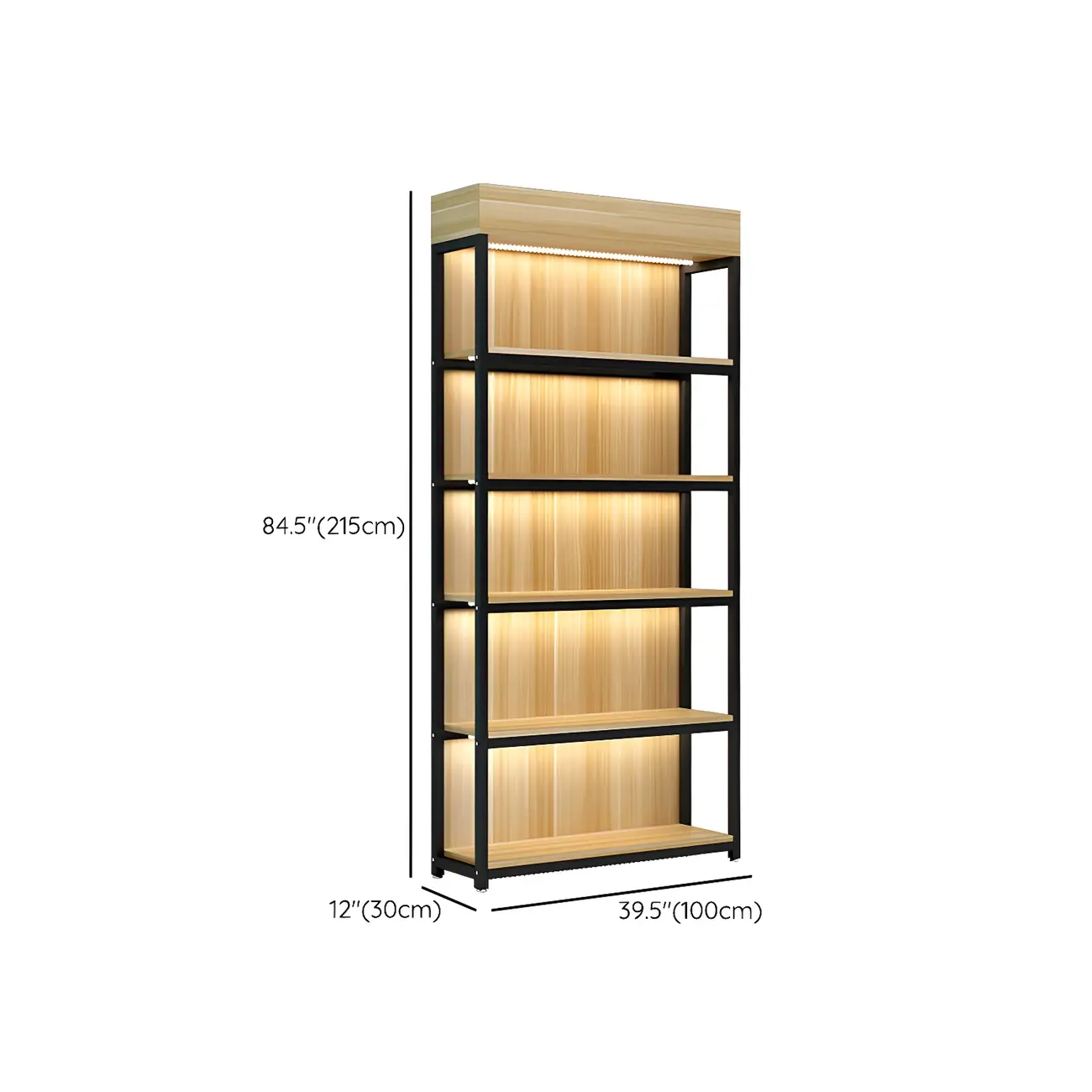 Modern Wood Open Multi-Shelf Large Display Cabinet