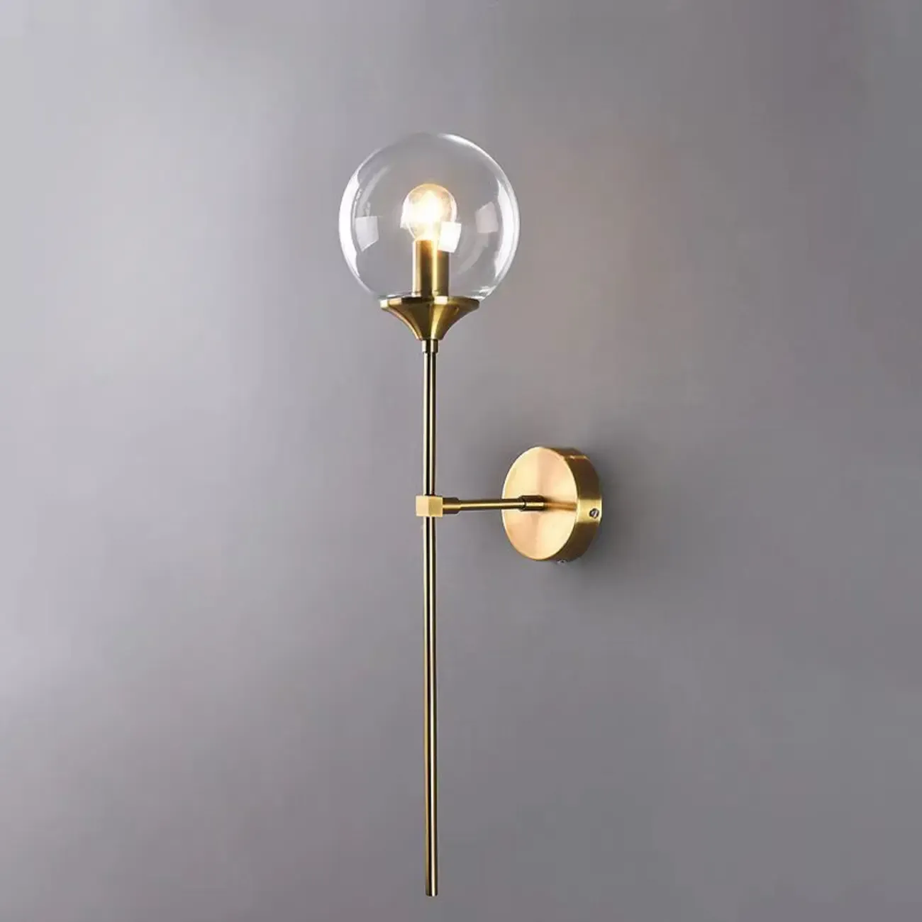 24Modern Brass Wall Sconce Fixture with Glass Shade