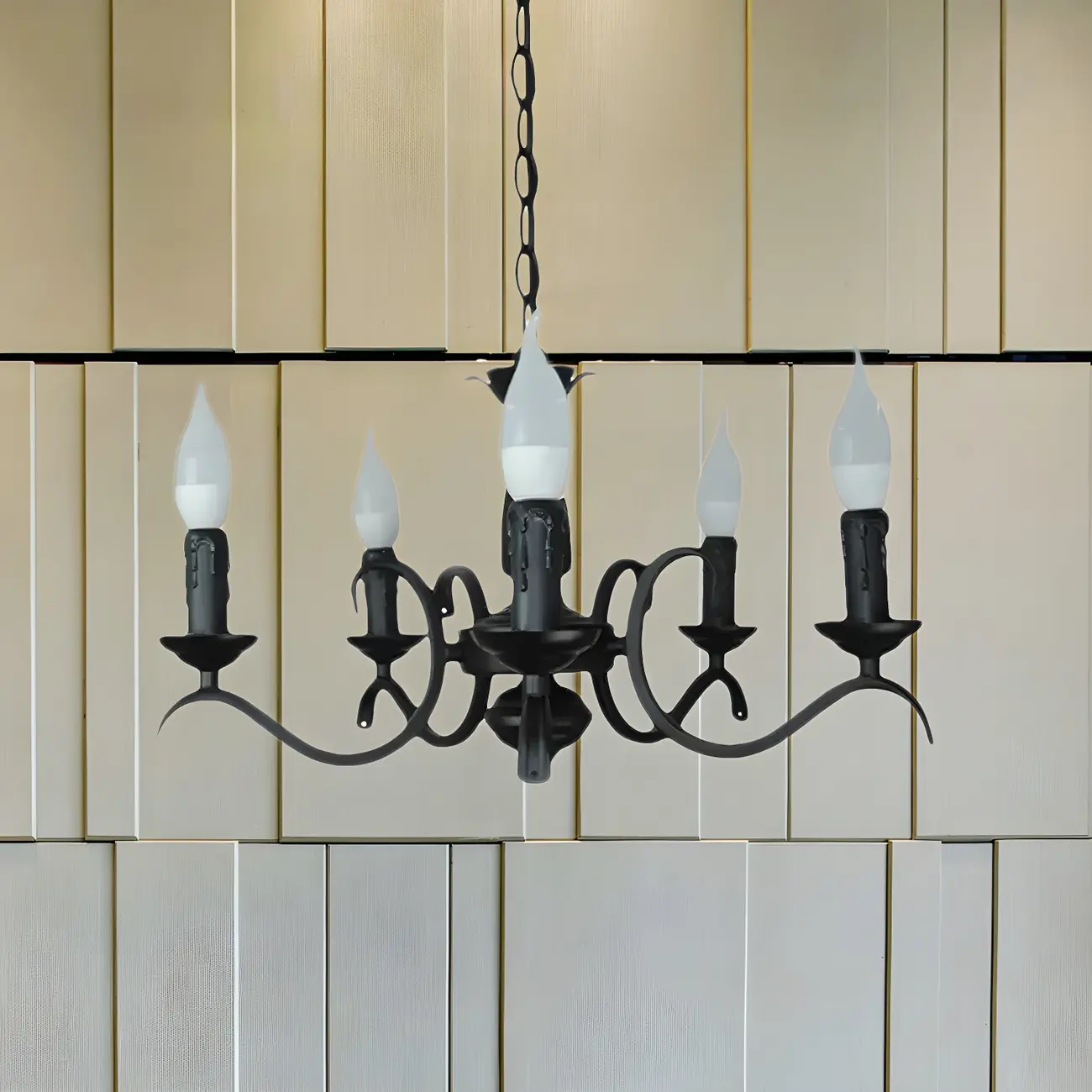 Industrial Black Metal Candelabra Chandelier